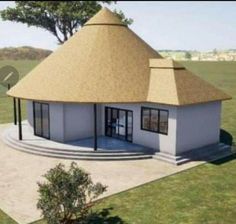 an artist's rendering of a house in the middle of a field