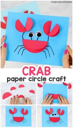 crab paper circle craft for kids to make