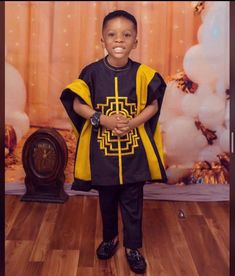 Your kids shouldn't be left out 😉.This 3piece cashmere outfit can be used for birthdays and other celebration showcasing rich African culture and traditions. Available to order for children between 6months to 5years. Kindly send in the following measurements in inches Top length Shoulder to shoulder Sleeve lengths Trouser length(waist to ankle) Head circumference Chest Agbada length Round neck Bicep Read to ship in 14 business days. BEADS NOT INCLUDED For enquiry kindly start an Etsy conversati Boys Designer Outfits, Wedding Dress For Boys Kids, Boys African Wear, Children Wears, Outfits For Boys, African Dresses For Kids Boys, Danshiki Agbada For Boys, Agbada For Kids