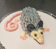 a cake decorated to look like a hedgehog