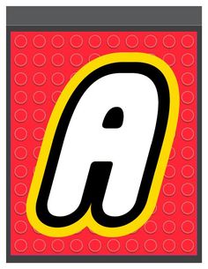 the letter a is shown in black and yellow on a red background with lots of dots