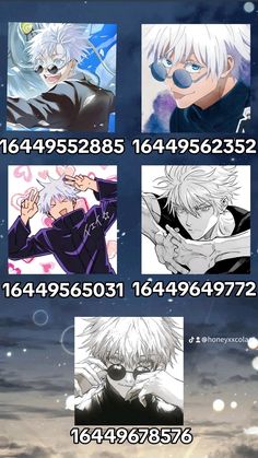 an anime character with different expressions and numbers