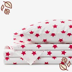 three sheets with red stars on them