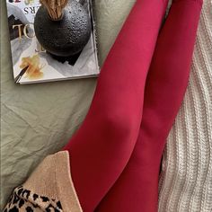 The Softest Leggings Ever Red Stretch Footless Bottoms, Red Stretch Elastane Leggings, Red Elastane Tights For Yoga, Red Elastane Yoga Tights, Red Yoga Tights, Fitted Red Leggings For Loungewear, Tight Red Elastane Leggings, Red Stretch Legwear For Fall, Red Thigh High Stretch Leggings