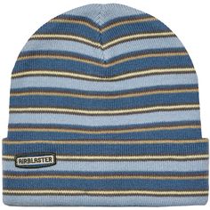 evo.com | Airblaster Beanies > Did you know that hats go on your head? You'll look cap-tivating in the The Airblaster Stripe Beanie, made with stripes and stoke. One Size Fits Most Fits Like a Beanie Folded Brim | Airblaster Stripe Beanie Hat 2024 in Blue Cathartic Beanie, Aesthetic Beanies, Weird Hats, Stud Aesthetic, Cool Beanies, Diy Kandi Bracelets, Beanie Fits, Silly Hats, Striped Beanie