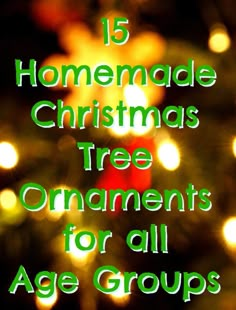 a christmas tree with the words 15 homemade christmas tree ornaments for all age groups on it