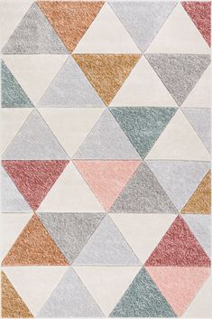 a multicolored rug with different shapes and sizes