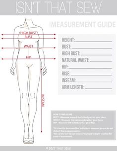 How to take your Body Measurements + FREE PRINTABLE measurement guide | www.isntthatsew.com Reusing Clothes, Sew Tutorials, Pola Blus, Sewing Measurements, Body Measurement Chart, Making Clothes, Sewing School, Body Measurement, Beginner Sewing Projects Easy