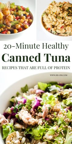 the cover of 20 minute healthy canned tuna recipes that are full of protein