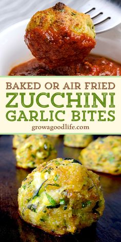 baked or air fried zucchini garlic bites are the perfect appetizer for any meal