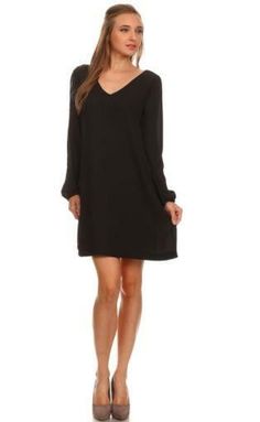 Final Sale - Get it before it's gone! From chic to sexy. the You Never Know Black Long Sleeve Cold-Shoulder Shift Dress has rockability! Black fabric forms a cold-shoulder shift silhouette with a classic V neckline, cutout open back and long sleeves with cold-shoulder cutouts that end at the cuffs. The black long sleeve shift dress is unlined. DETAILS & CARE Polyester. Hand wash cold. Made in the USA. Teal Blue Dress, Cold Shoulder Shift Dress, Black Shift Dress, Boho Pink, Dress H&m, Long Sleeve Shift Dress, Shift Dress Black, Dress Boho, Lace Midi