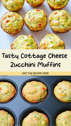 tasty cottage cheese zucchini muffins recipe in a muffin tin