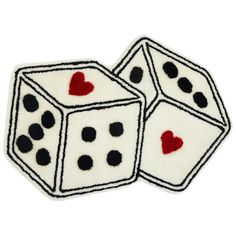 a person holding two dices with hearts on them