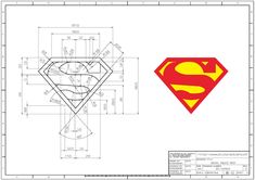 a blueprint drawing of the superman symbol and its measurements are shown in this image