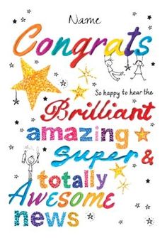 congratulations card for someone who is happy to hear the brilliant amazing super hero and totally awesome news