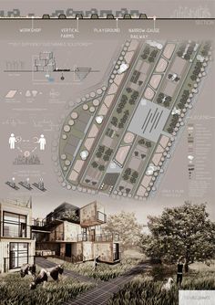 an architectural diagram shows the various sections of a building and its surrounding area, including parking lots