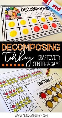 decomposing thanksgiving themed activities for kids to do with their teacher's classroom