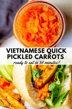 the vietnamese quick pickled carrots are ready to eat in 30 minutes