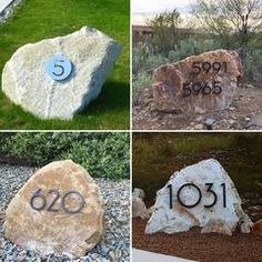 four different rocks with numbers on them