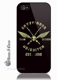 an iphone case with the words greyfindor on it and two crossed swords in front