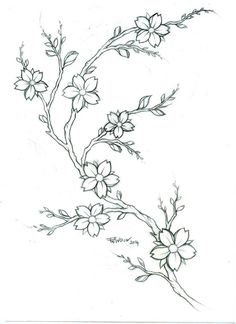 a drawing of flowers on a white background