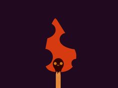 an orange and black bird sitting on top of a matchstick in front of a dark background