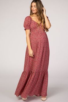 Pink Floral Puff Sleeve Maternity Maxi Dress – PinkBlush Pink Blush Maternity Dress, Maternity Dresses For Baby Shower, Maternity Maxi Dress, Casual Maternity, Trendy Maternity, Maternity Maxi, Baby Shower Dresses, Photoshoot Dress, Pregnancy Maxi Dress