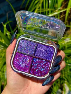 Slayfire Cosmetics Mystic Lavender - Glitter Gel Pocket Palette Purple Aesthetic Makeup Products, Glitter Fantasy Makeup, Alien Inspired Makeup, Slayfire Cosmetics, Chunky Glitter Eye Makeup, Glitter Pallete, Glittery Makeup, Easy Makeup Ideas, Glitter Palette