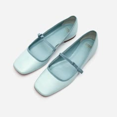 Jude Mary Jane Leather Flat Light Blue - Frances Valentine Mui Mui Flats, Formal Ballet Flats, Wedding Mary Janes, Fancy Shoes Flats, Light Blue Outfits, Light Blue Flats, Blue Mary Janes, Ballet Flats Wedding Shoes, Easter Shoes