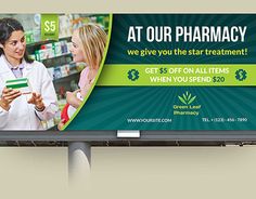 Pharmacy Billboard Template Vol.2 Pharmacy Poster Design, Pharmacy Poster, Pharmacy Advertising, Billboard Template, Hoarding Design, Poster Design Ideas, Dental Design, Store Banner, Pharmacy Design