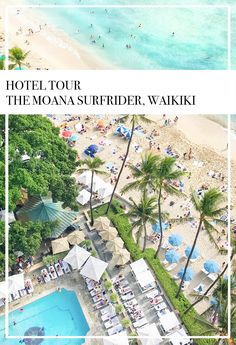 an aerial view of the beach and pool at moana's surfer waiki