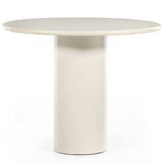 a white table with a round top on a white background in the shape of a column