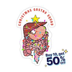 a sticker with the words christmas castro squad and a cartoon character in a cowboy hat