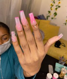 Ambre Nails, Cute Acrylic Nail Designs, Vibrant Nails, Exotic Nails, Pink Acrylic Nails, Square Acrylic Nails, Coffin Nails Designs, Fire Nails, Pretty Acrylic Nails