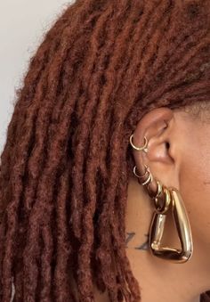 Dope Jewelry Accessories, Pretty Ear Piercings, Piercing Ideas, Ear Stack, Locs Hairstyles, Loc Styles, Afro Hairstyles, Locs