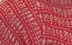 closeup of red and white patterned fabric