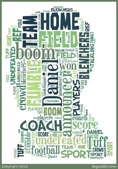 a green and white word cloud with the words home