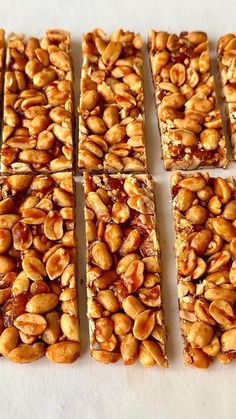 nuts are arranged on top of each other to make granola bars for desserts