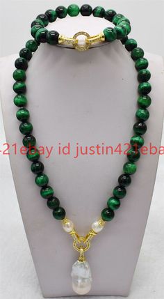 12mm Green Tiger's Eye White Keshi Baroque Pearl Drop Pendant Necklace Bracelet Item Description:   Style:Necklace   Quantity: 1 Set   Size: 12mm   Length:18"7.5"   &&&&: Sale the items does not include box       Payment Policy Payment Policy   We accept Paypal, and credit card via paypal.com only.   All payments are expected within 5 days after the last winning auction is closed. All unpaid   auction will be forfeited.   Packages are shipped within 2 days of auction Check Out with payment excep Jean Art, Wooden Bead Jewelry, Pearl Drop Pendant, Green Tiger Eye, American Government, Drop Pendant Necklace, Bead Jewelry, Tiger's Eye, Style Necklace