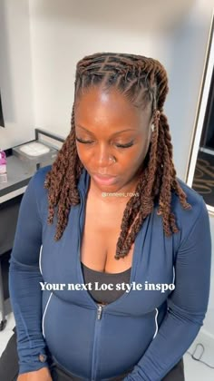 Female Loc Hairstyles, Dreadlocks Hairstyles Black Women, Womens Dreadlock Styles, Women’s Loc Hairstyle, Dread Braids For Women, Black Women Loc Styles, Loc Bun With Bangs, Buns With Locs, Dreadlock Styles For Women Black Locs Natural Hair