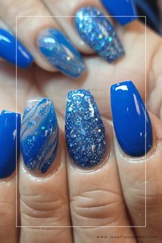 Royal Blue Nails Elegant Royal Blue Nails, Silver Royal Blue Nails, Silver And Royal Blue Nails, Royalty Blue Nails, Blue Valentines Nails, Gel Nails Royal Blue And Silver