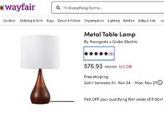 the lamp is on sale at wayfair, and it has a price tag for $ 6 99