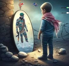 a little boy looking at himself in the mirror