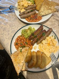 two plates filled with different types of food