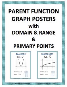 a poster with two graphs on it and the words, graph posters with domains and range