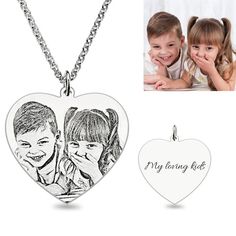 Picture Necklace, Heart Photo, Engraved Pendant, Crochet Simple, Heart Shaped Necklace, Photo Pendant