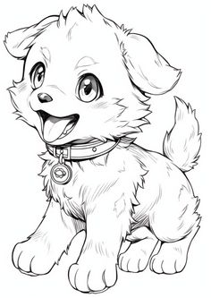 a cartoon dog sitting on the ground with its mouth open and tongue out, coloring pages