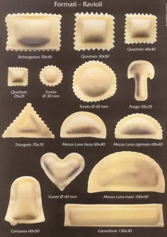 the different shapes and sizes of ravioli