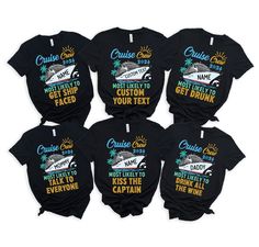 Custom and 40 Quotes Cruise Crew 2024 Most Likely to Shirt, Custom Name Cruise Crew Shirt, Funny Matching Cruise Shirt, Cruise Shirt, Cruise * Processing time is 1 business day (there may be exceptions during holiday seasons). Delivery time is based on your shipping type selection and location. Please check the estimated delivery times at checkout and upgrade the shipping at checkout if you need it sooner. * All items are made-to-order. Because of the nature of these items, unless they arrive da Cruise Shirts Funny, Matching Cruise Shirts, 40 Quotes, Birthday Cruise, Family Cruise Shirts, Cruise Shirts, Funny Matching, 40th Quote, Cruise Shirt