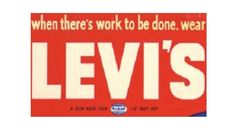 an advertisement for levi's is shown in red and white with the words levi's on it